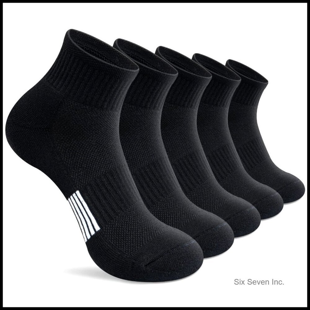 Thick Cushioned Athletic Ankle Socks Running Hiking Low Cut 5-Pair Pack